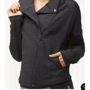 Adidas Womens Asymmetric Zip Jacket Black Heather Long Sleeve High Collar S
